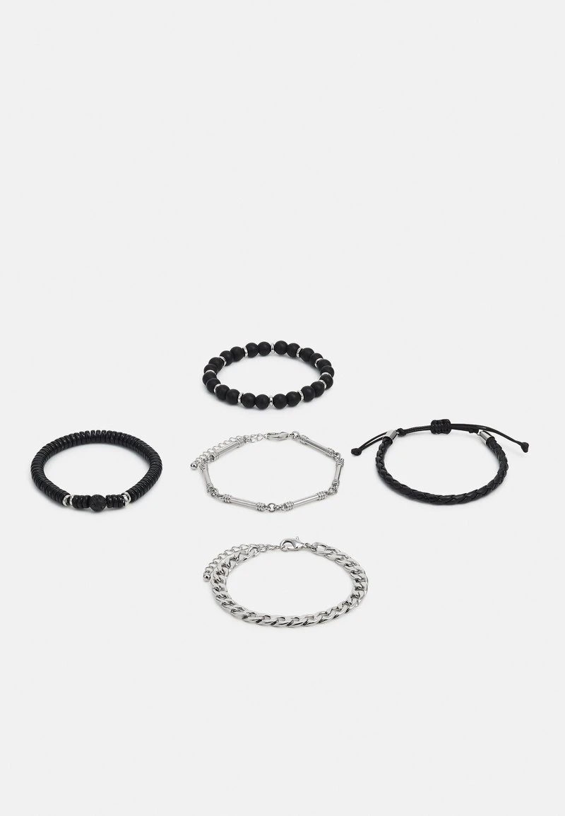 Pier One 5 PACK - Armband - Silver-coloured, Black