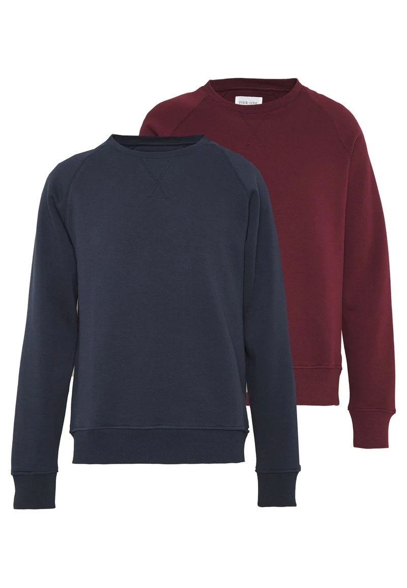 Pier One 2 PACK - Sweatshirt - Dark Blue/bordeaux