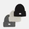 Pier One UNISEX 3 PACK - Mütze - Black/dark Grey/off-white